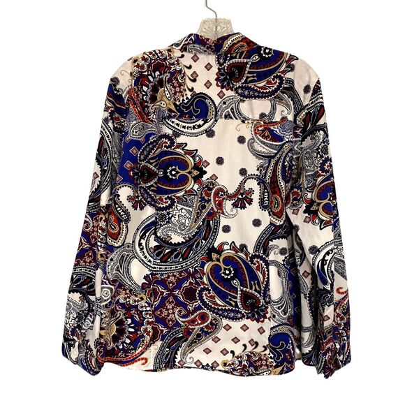 Chicos Large Shirt Button Up Wrinkle Resistant Paisley Print Long Sleeve Collar - Picture 2 of 14
